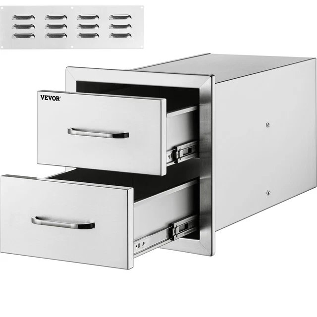 18"x20.5" Outdoor Kitchen Drawers Double Access Storage BBQ Drawer Grill Station