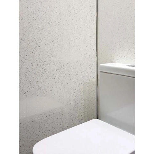 Paneles de pared húmedos de PVC de plata blanca brillante 2 tiras 250 mm x 2700 mm x 5 mm