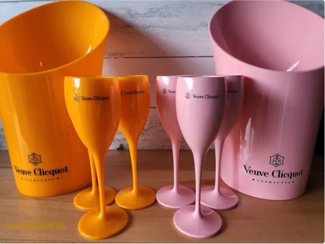 Veuve Clicquot Magnum Champagne Ice Bucket French Acrylic Veuve Clicquot  Double Magnum Champagne Cooler With 2 VCP Glasses