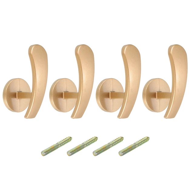 4Pcs Aluminum Alloy Wall Mounted Curtain Holdback Drapery Holder Hook, Gold