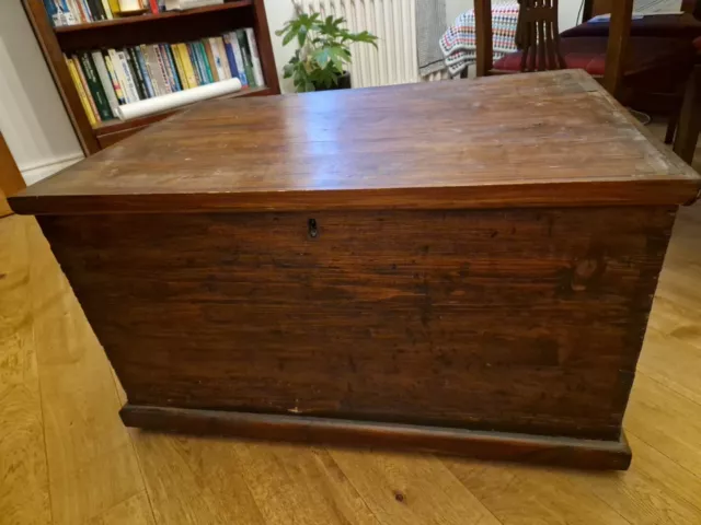 Vintage Wooden Antique Chest Or Blanket Box, Coffee Table.