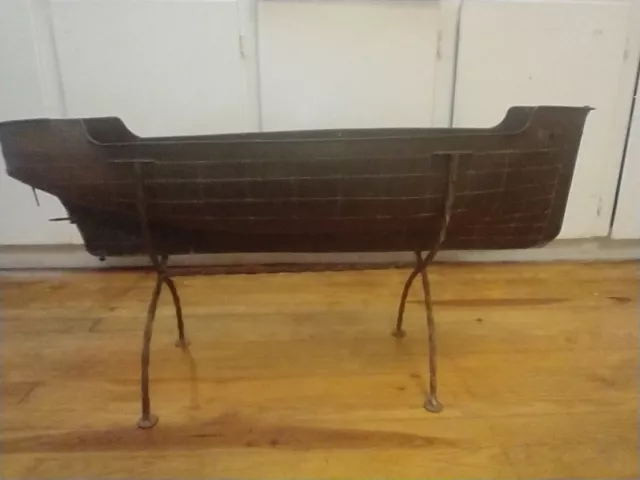 Antique Copper Ship Model Unique On Wrought Iron Stand Boat RARE