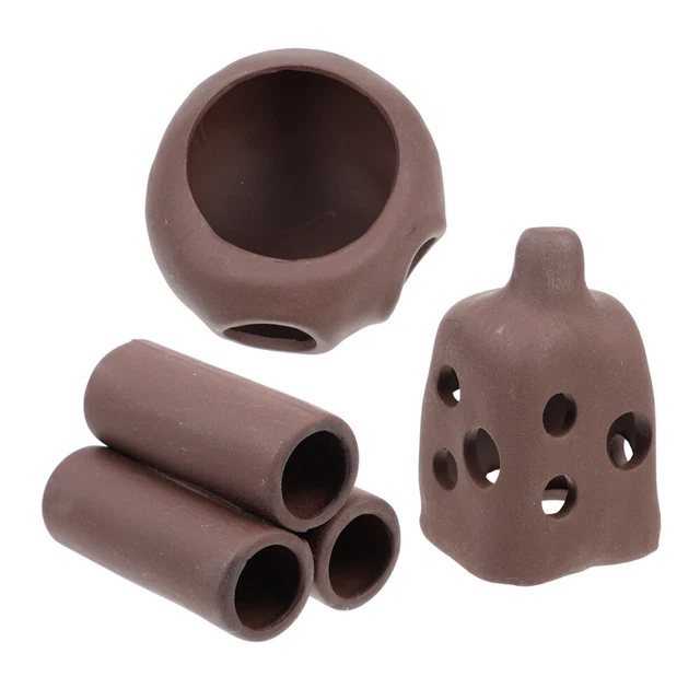 3 Pcs Fish Tank Breeding Clay Lizard Hiding House Terrarium Hideout Wood Caves