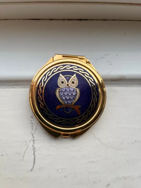 Folding compact mirror Owl design