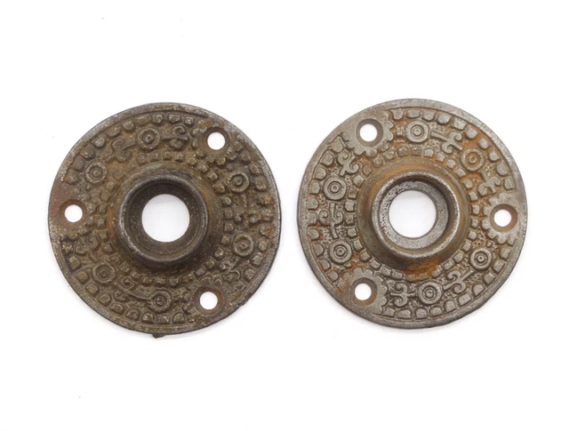 Pair of 2 in. Aesthetic Cast Iron Ornate Door Rosettes