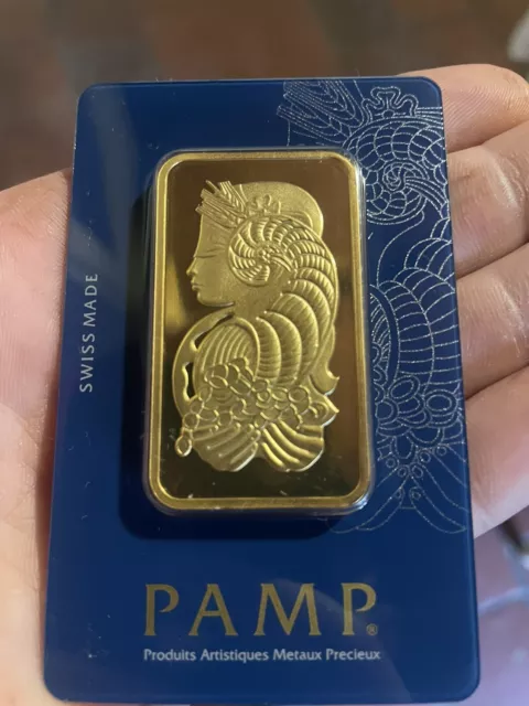 50 gram Gold Bar  x 5.   PAMP Suisse Fortuna Veriscan (In Assay) .9999 Fine Gold