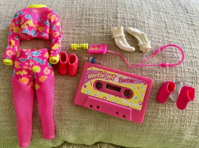 WORKIN OUT BARBIE Cassette Tape And Clothes Accessories Lot $14.95 ...