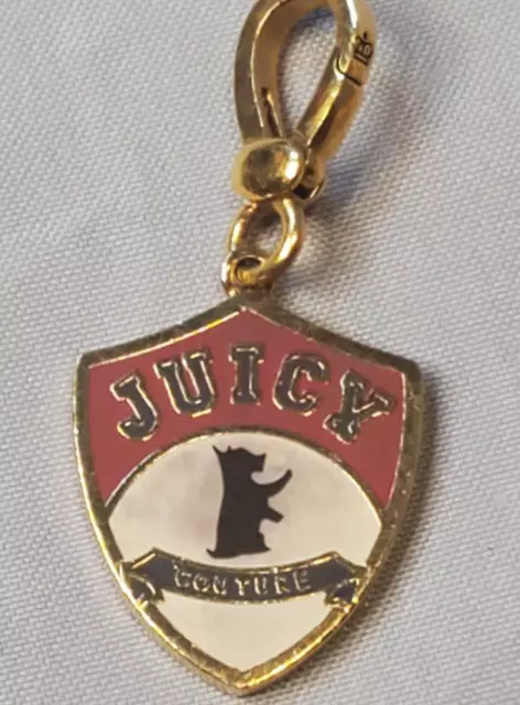 Juicy Couture Shield Crest Charm Scottie Gold Tone Red White Black 1990s