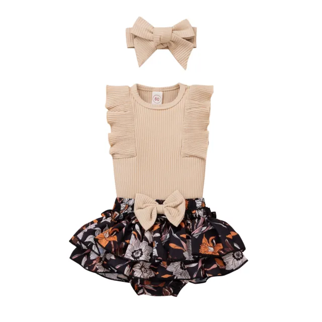Set outfit fascia fascia per bambine vestiti arricciacapelli top pantaloni floreali 6