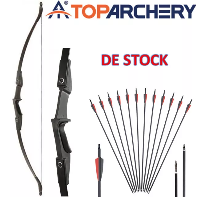 57 Zoll Recurvebogen Bogenschießen Takedown RH/LH 12×30" SP500 Carbonpfeil Jagd