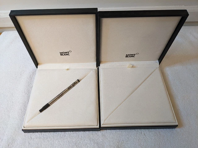 2 Montblanc Pen Cases w/ 1 New Rollerball Black Refill N906