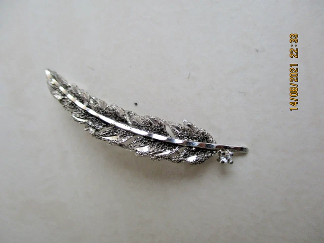 Ancienne Broche Vintage Argentée Avec Strass – Verre Et Plaqué Argent – France