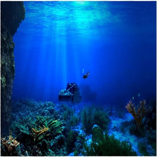 PVC WALLPAPER STICKER 3D Poster Backgrounds Self Adhesive Aquarium EUR
