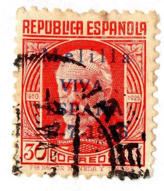 ESPAGNE! Timbres anciens surcharges émission nationaliste de Melilla depuis 1937