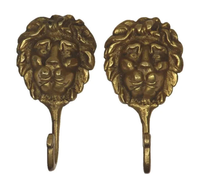 Lion Face Shape 1 Hook Vintage Finish Handmade Brass Cloth Key Wall Hanger Hook