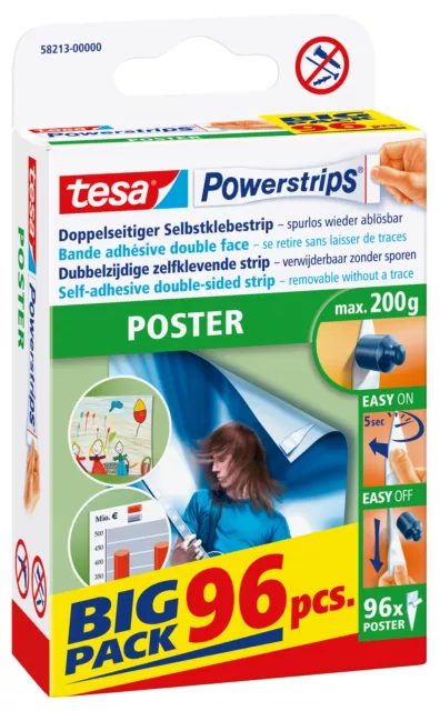 tesa Powerstrips Strips Poster für Tapeten geeignet selbstklebend 96 Stück OVP
