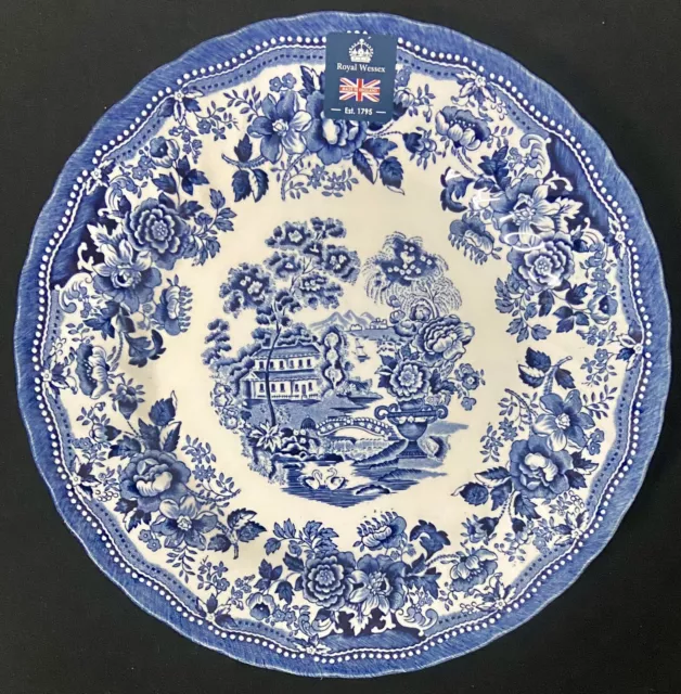 New QUEEN’S England Royal Wessex TONQUIN Blue Dinner Plates - Set of Four