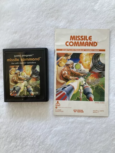 TESTED Atari 2600 Missile Command 1981 W/Manual - Video