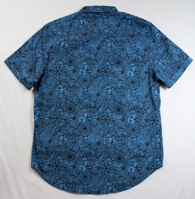 Robert Graham Mens Reese Premium Shirt M Short Sleeve Button Front Navy $198 2