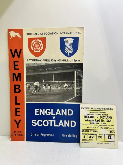 1965 Jack Charlton England Debut Match Ticket and Programme Vs Scotland Leeds