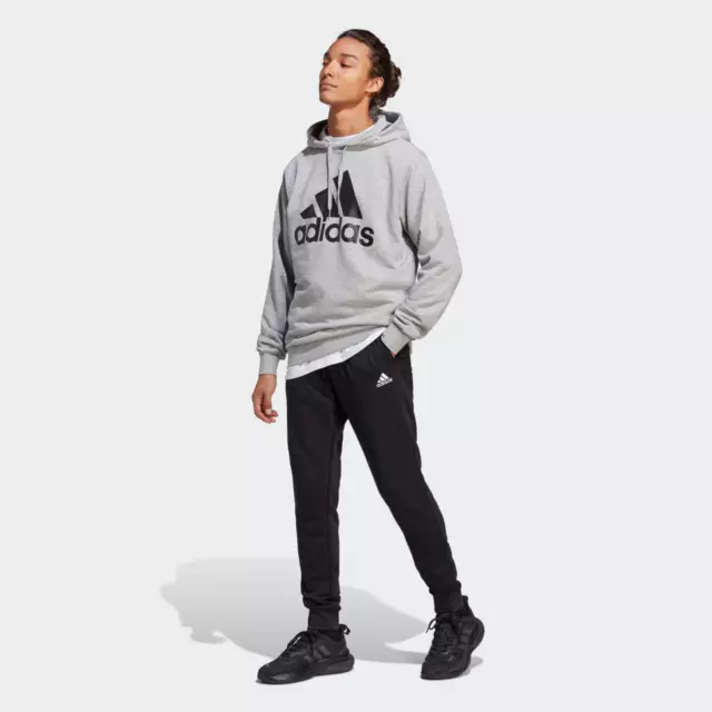 ADIDAS TUTA COMPLETA UOMO IC6749 BIG LOGO HOODIE FRENCH TERRY grigio ORIGINALE