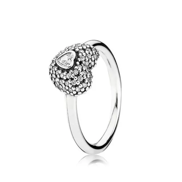 Pandora Anneau Gr. 54 Cœur Pavé Zircon 925er Argent Sterling 190877CZ-54