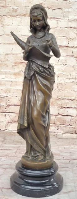 Romana Divinità Prosperità Lady Fortuna 100% Real Bronzo Statua Scultura Art