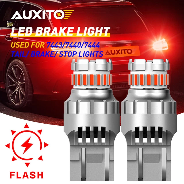 AUXITO LED Brake Tail Signal Light Bulbs 7443 7440 Flash Strobe Red Bright HUS