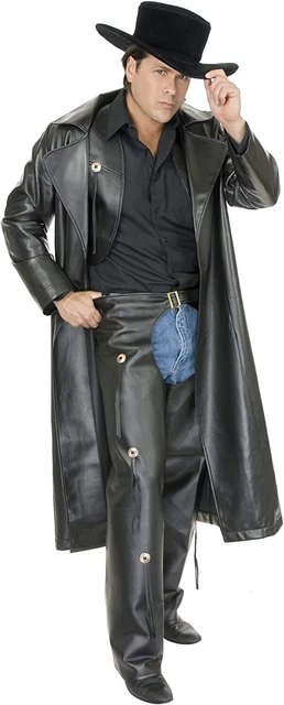Range Rider Duster Faux Leather Cowboy Outlaw Halloween Adult Costume 2 COLORS