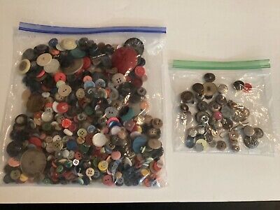Vtg Old Buttons Lot Mixed Colors Sizes, plastic, metal over one pound