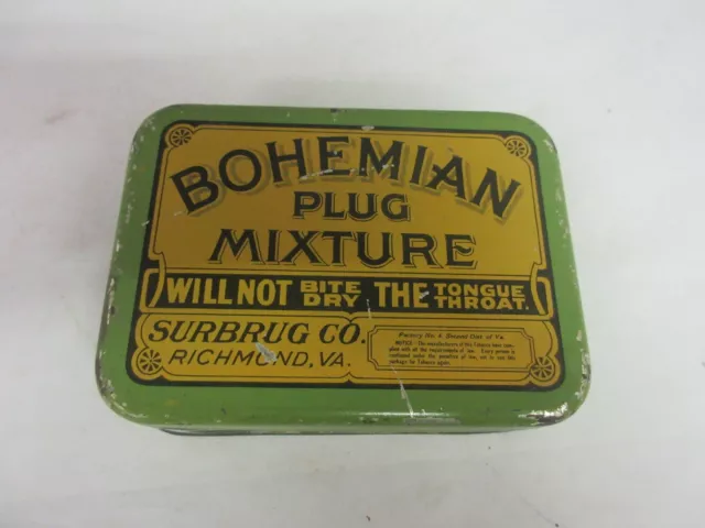 Vintage Advertising  Empty Bohemian Plug Mixture  Tobacco Tin   940-