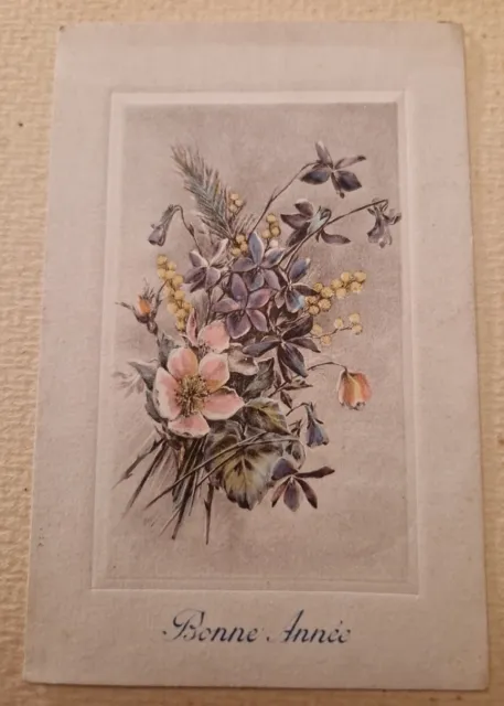 CPA carte postale ancienne Bonne Année Bouquet De fleurs