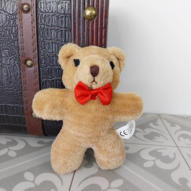 VINTAGE WOOLWORTHS TEDDY Bear Plush Soft Toy Brown Red Bow £29.99 ...