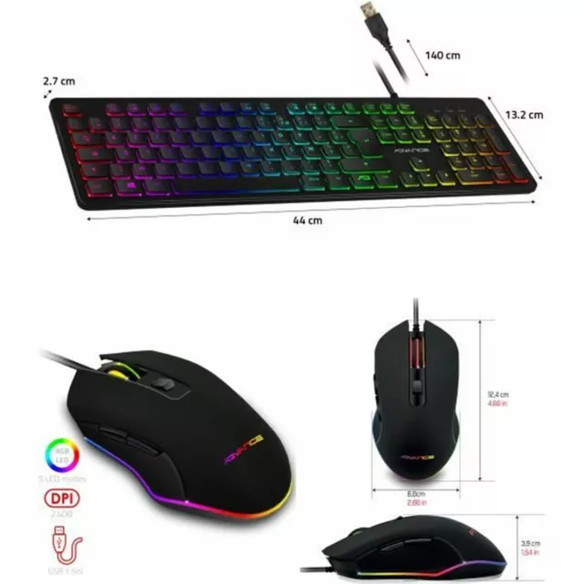 Pack GAMER 2 en 1 ADVANCE PRO-GTA210 PS5 XBOX SWITCH PC SOURIS RGB + CLAVIER RGB