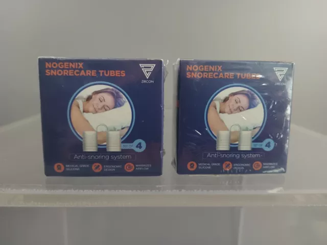 Nuevo Lote De 2 Cajas Zircon Nogenix Juego De 4 Tubos Snorecare Sistema Anti-Ronquidos