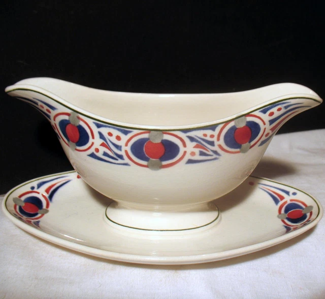 Vintage Villeroy & Boch China Gravy Sauce Boat w Underplate 7075 Saxony Dresden