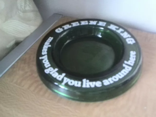 Vintage / Retro Greene King Pub Ashtray 'Makes You Glad' - Brewerina green glass