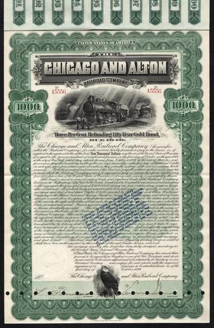 1899 The Chicago and Alton Railroad Company - $1000 Gold Bond 2