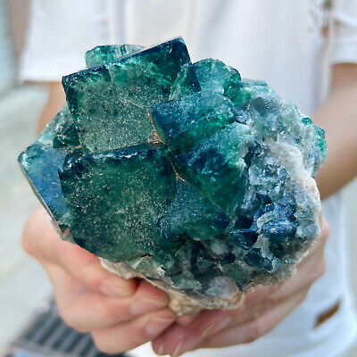 2.46LB natural super beautiful green fluorite crystal ore standard sample AS997