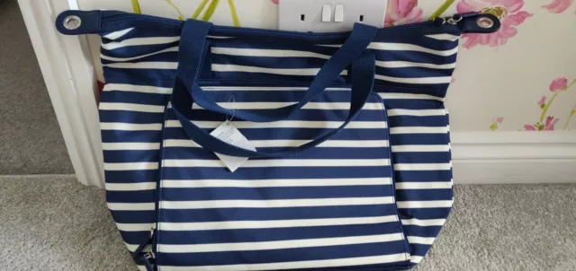 Cath Kidston Oversized Baby Changing/Nappy Bag in Navy Breton Stripes BNWT 2