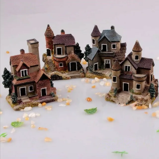 Resin Mini Fairy Garden Miniature House Cottage Micro Landscape Ornament Decor