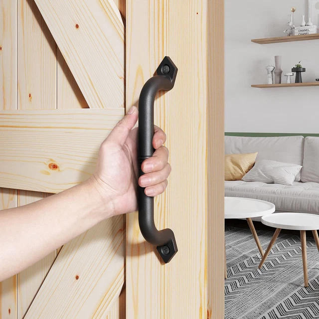 10&quote; Barn Door Pull Handle,Rustic Black Cast Iron Grab,Easy