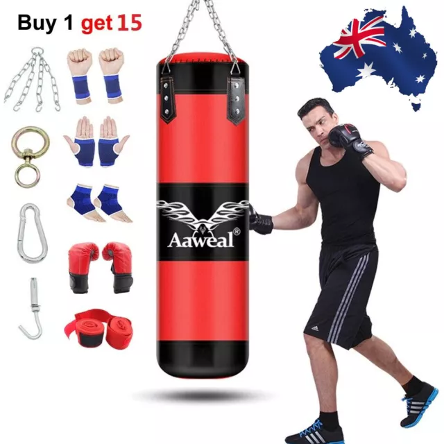 Heavy Boxing Punching Bag Training Glove Speed Set Workout Kicking MMA GYM 100CM