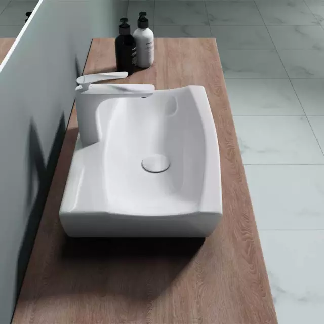 Bathroom Wash Basin Sink Ceramic Wall Hung or Countertop Vessel Bowl 485x320mm