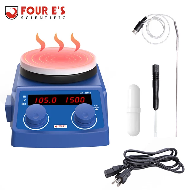 LED Digital Magnetic Hotplate Stirrer Mixer 100-1500RPM 5000ml 600W w/ plate USA