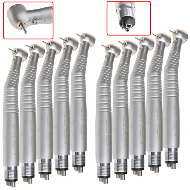 10PCS Dental E-generato​r High Speed Turbine LED Fiber Optic Handpiece Push#YDKM
