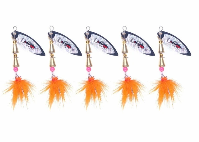 5PCS/Set Fishing Lure Metal Spinner Bait Spinnerbaits Spoon Trout Bass Lot Kit