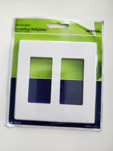 Leviton Decora Screwless Wall Plate White 2-Gang Model 80309 New in package
