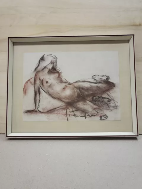 Quadro Nudo Femminile con Matita Sanguigna
