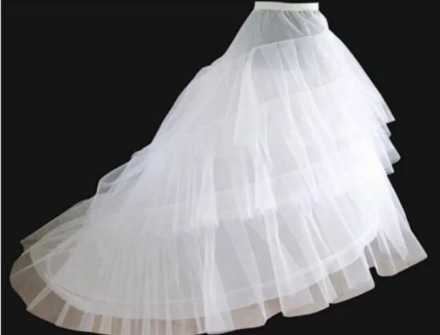 Schleppe Reifrock Tüllrock Neu 2 Ringe Weiß Brautkleid Unterrock Petticoat Tüll